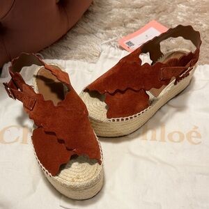 Chloe Rust Suede Espadrilles